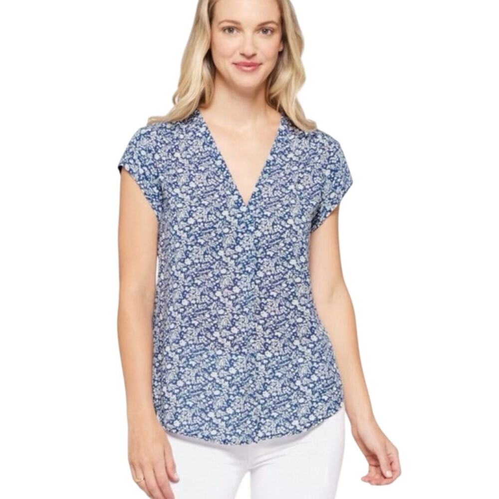 NWOT Monday Fun, Floral Sleeveless Top, Blue/ White, Large